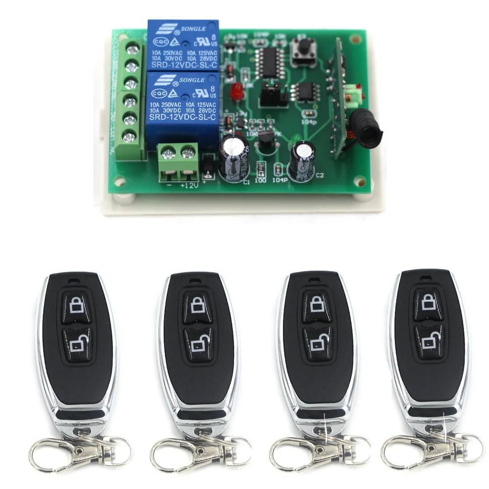 New DC12V 24V 2CH Wireless Remote Control Switch System 4X Transmitter + 1X Receiver Relay Smart House Free Shipping 315/433mhz New DC12V 24V 2CH Wireless Remote Control Switch System 4X Transmitter + 1X Receiver Relay Smart House Free Shipping 315/433mhz