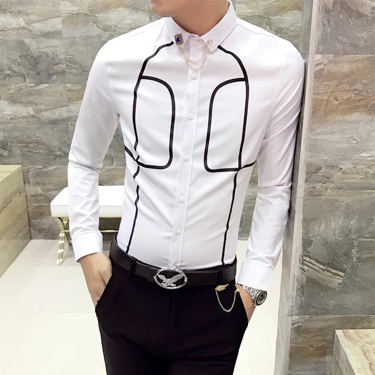 M~ 3XL! Новинка года, Мужская одежда, Корейская универсальная рубашка для отдыха, оригинальная Модная молодежная тонкая рубашка, костюмы певицы