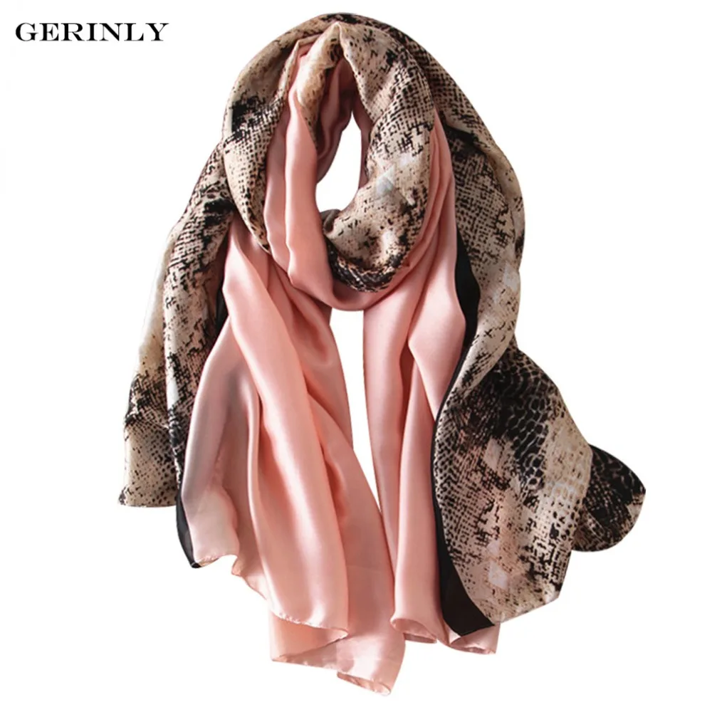Brand Printed Bandana Snakeskin Pattern Silk Scarf Women Luxury Hijab