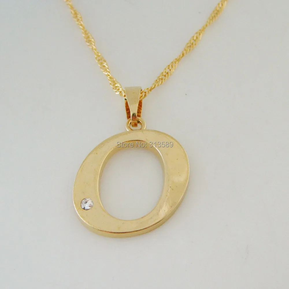 

TOP QUALITY - YELLOW GOLD OVERLAY 18" TWIST NECKLACE& 26 LETTERS LETTER O INITIAL PENDANT CZ/Great Gift/ MONEY MAKER