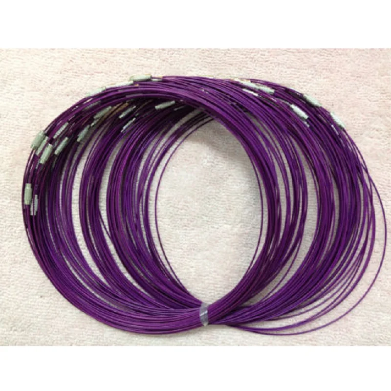 

10pcs/lot 1mm Dark Purple Steel Wire Cable Cord Rope Chain Choker Necklace Jewelry DIY Finding 18" Jewelry Making Accessories
