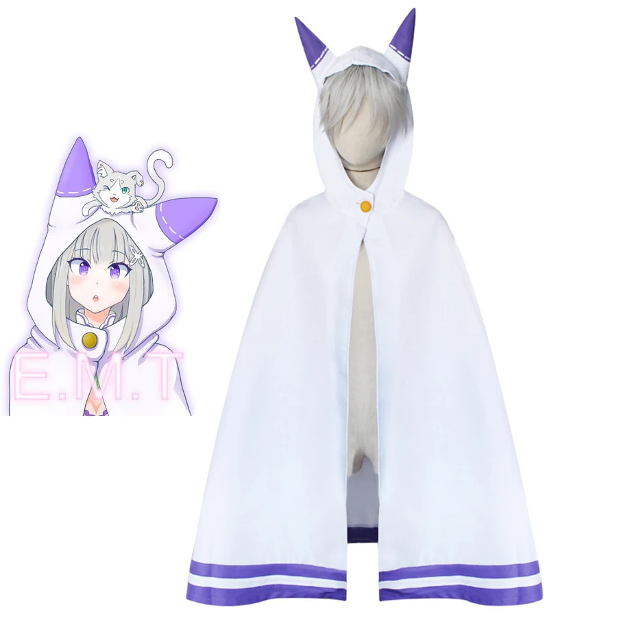 Re: Zero Emilia плащ пальто Kara Hajimeru Isekai Seikatsu милый с кошачьими ушками жизнь в другом мире