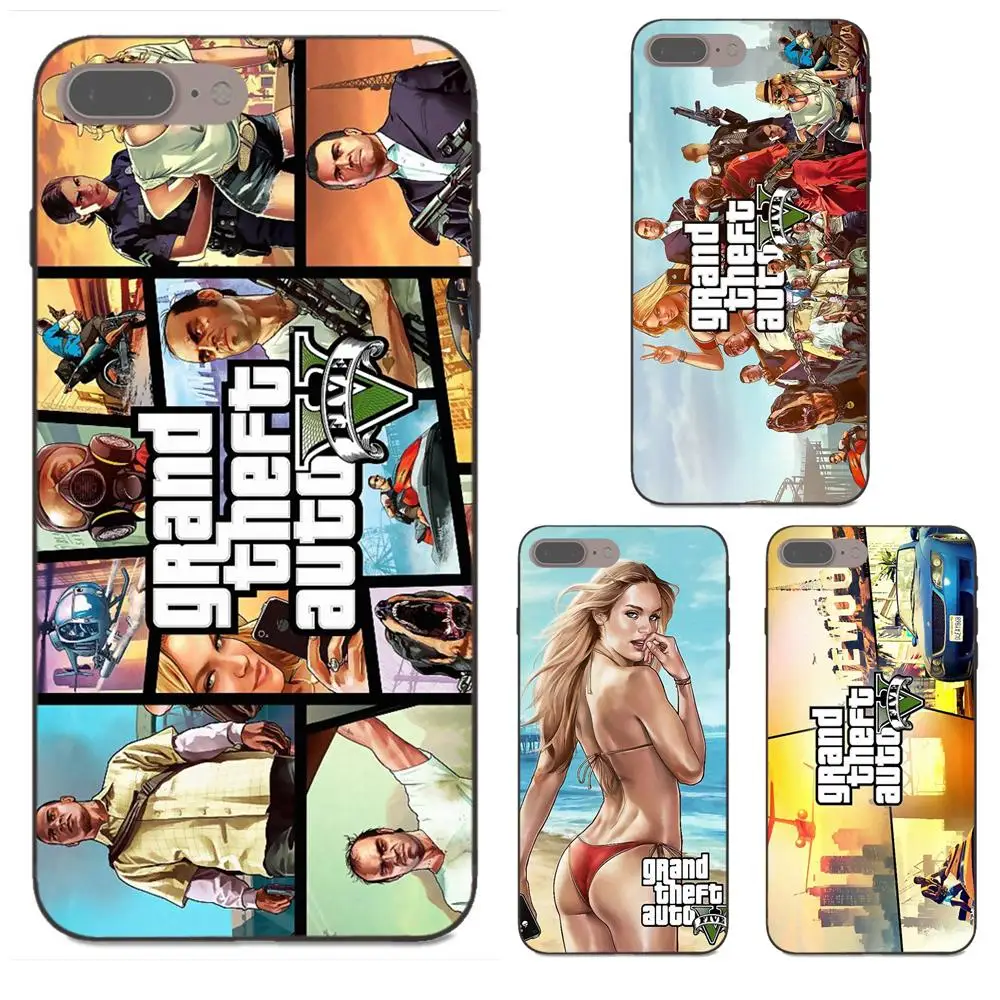 Для Apple iPhone 4 4S 5 5S SE 6 6S 7 8 Plus X XS Max XR Мягкий Силиконовый ТПУ Черный чехол Grand Theft Auto Gta