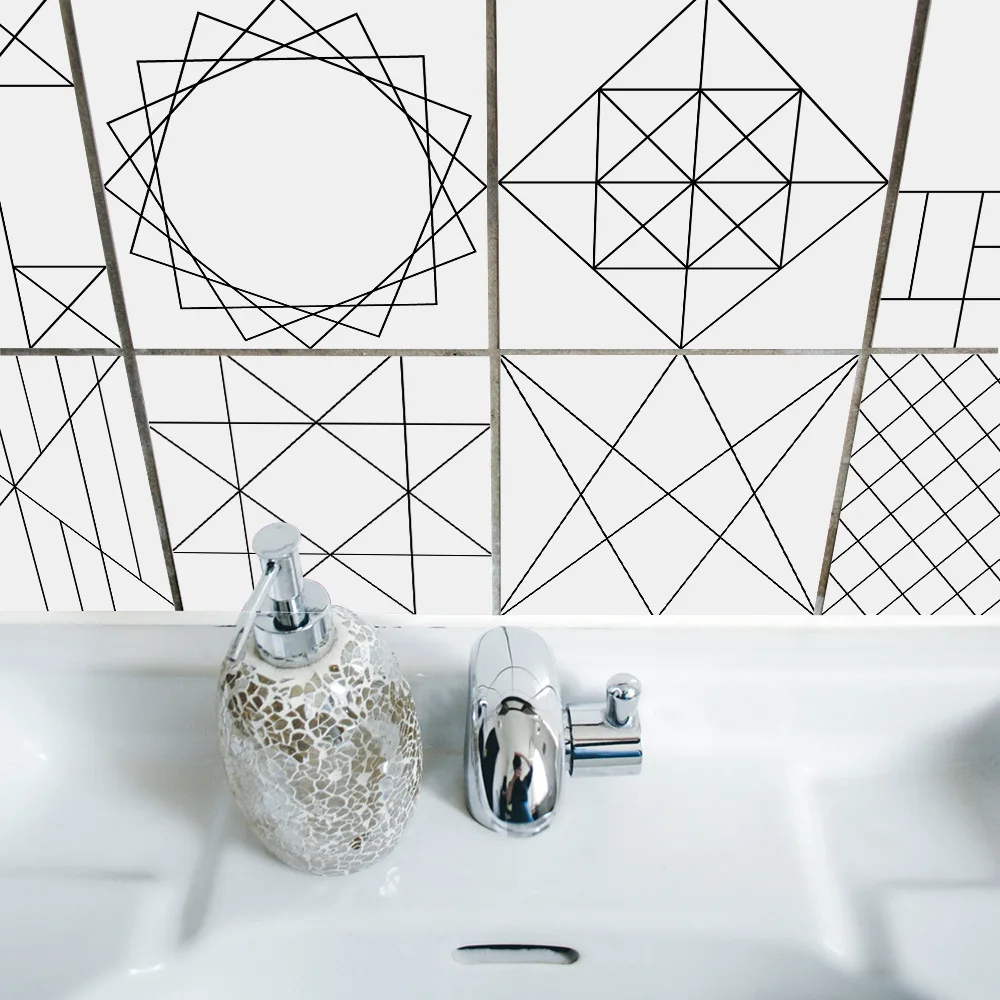 Funlife Peel & Stick Tile Stickers,Adhesive Kitchen Wall Sticker,Modern Nordic Home Decor For Bathroom Living Room Decoration