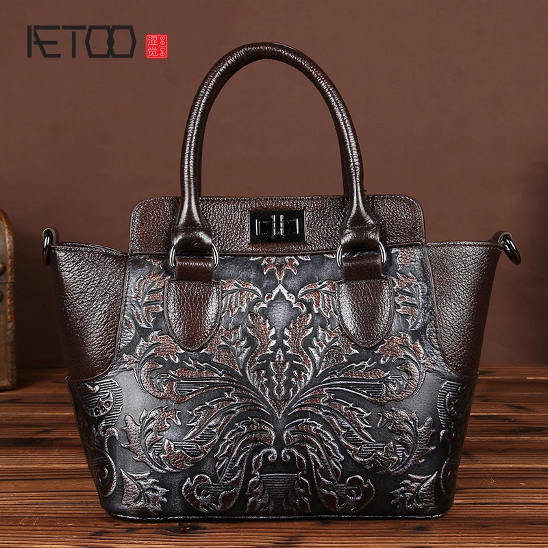 

EUMOAN The new workers wipe the first layer of leather handbags shoulder bag hand Messenger bag retro leather