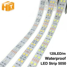 Светодиодная лента 5050 120 светодиодов/м DC12V силиконовая трубка водонепроницаемая гибкая светодиодная двухрядная 5050 Светодиодная лента 5 м/лот