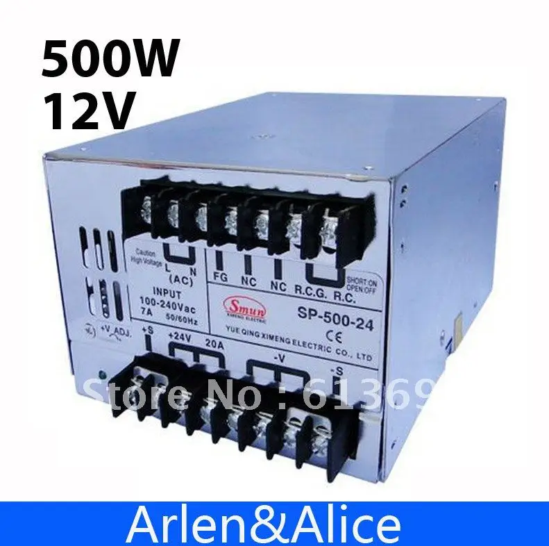 SP500W 12 V 40A с PFC одним выходом импульсный источник питания для светодиодной полосы света AC к DC