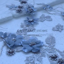 La Belleza Новая мода серый/красный/желтый/розовый/фиолетовый/светло-синий 3D Цветы Стразы свадебное/вечернее платье кружевная ткань 1 ярд