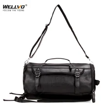 Wellvo многофункциональная Дорожная сумка из искусственной кожи, Мужская круглая сумка-мешок, большие сумки через плечо для мужчин, черный цвет, XA80WC
