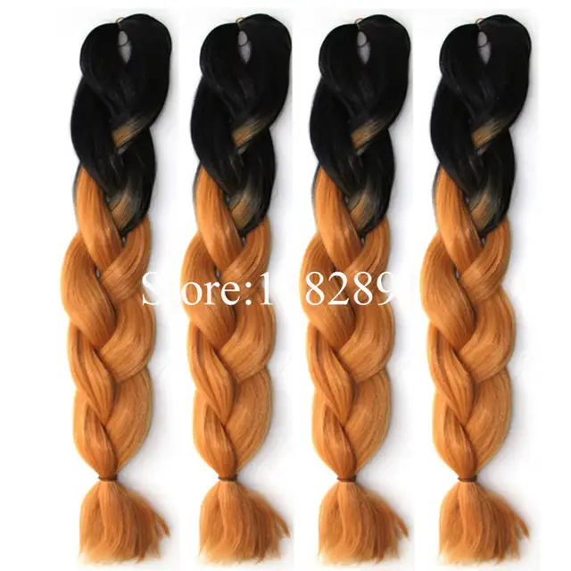 5pcs 24 Twotone Black To Light Yellow Dark Brown Ombre Braiding