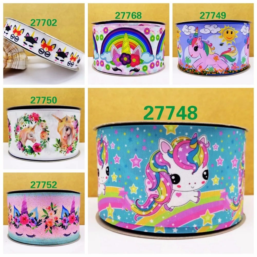 50 ярдов в размер единорог лента напечатанная grosgrain лента 27768