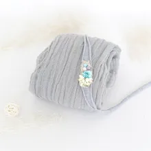 90x180 см серый Newobrn Марля обертывание цветок Tieback комплект ребенок стрейч марля хлопок пеленать обертывание повязка реквизит для фотографии