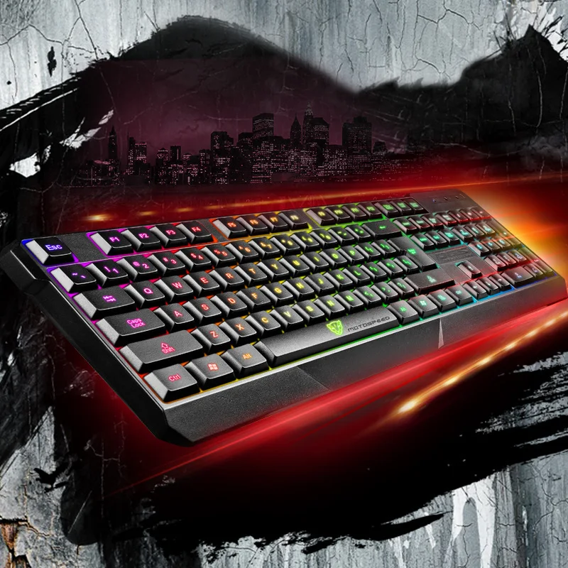 

SAGO K70 USB Wired Gaming Keyboard Backlit Gamer Keyboard 104 Anti-ghosting Standard with English Version Keyboard