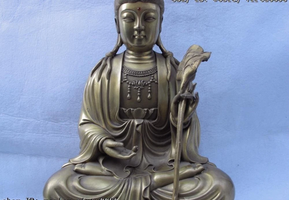 Тибетский буддистский храм медная латунь Mahasthamaprapta Bodhisattva статуя Гуань Инь|Статуи