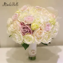 Искусственные Свадебные букеты роза Свадебный букет Белый Розовый Желтый смешанные букет цветы Ramo De Novia De Cristal