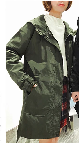 army green as pictur Г. Новые весенние модные Повседневное пара Длинные Для мужчин Тренч куртка на молнии с длинным рукавом Твердые Цвет Длинные ветровка - Цвет: army green as pictur