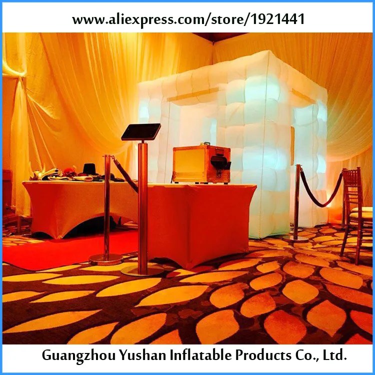 

free shipping white cube with 2 doors 8 bulbs photobooth for wedding decoration