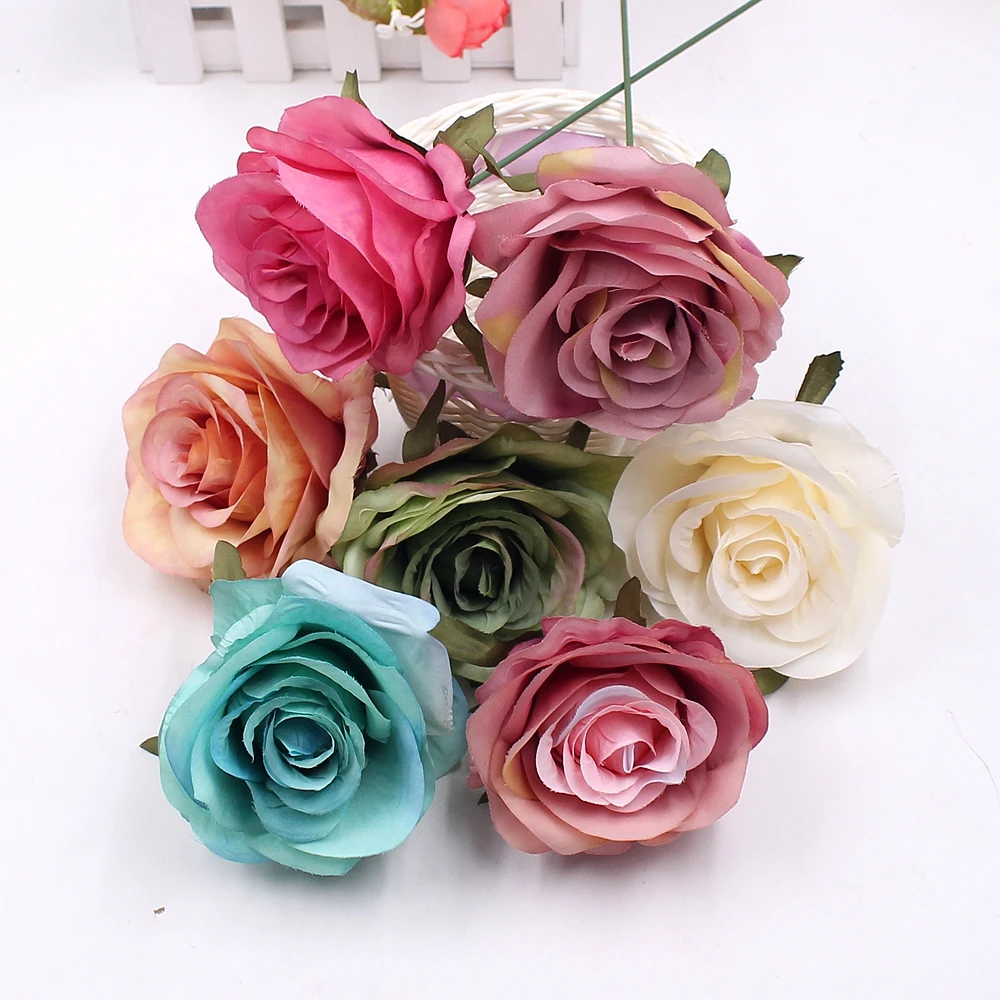 2 шт 7 см Шелковая Роза искусственная цветок свадебные декоративные цветы DIY ВЕНОК подарок перила ремесло Ремесло Украшение искусственные цветы