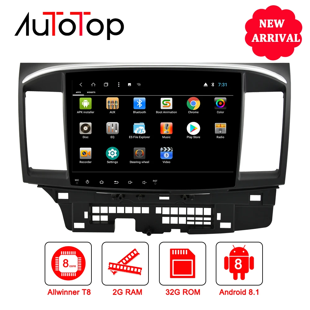 Top 2 Din Android 8.1 Car Multimedia Player For Mitsubishi Lancer EX EVO Lancer 10 2008-2016 9 x 10.1 inch car dvd gps navi radio 1
