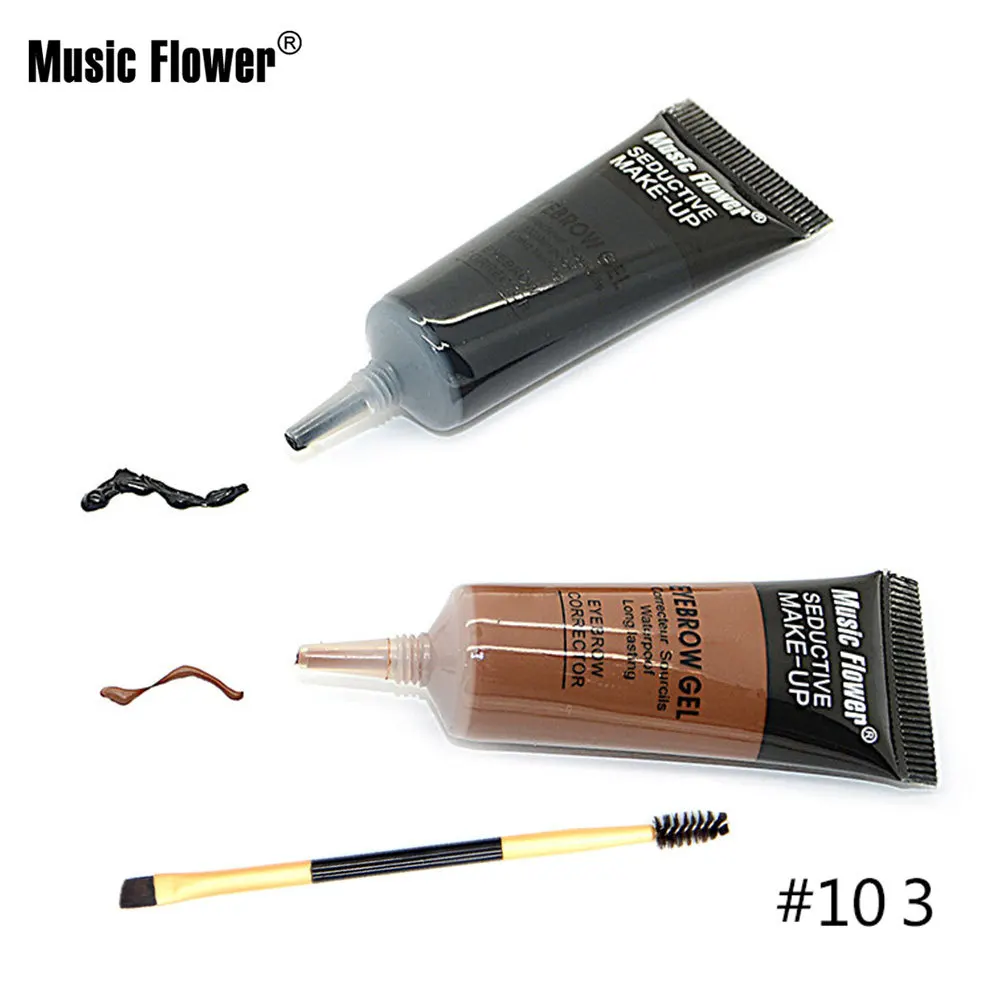 Music Flower 2 Цвет в 1 карандаш для бровей Соблазнительные Водонепроницаемый гель для бровей с двойным Концом Кисти стойкий макияж глаз набор - Цвет: 03