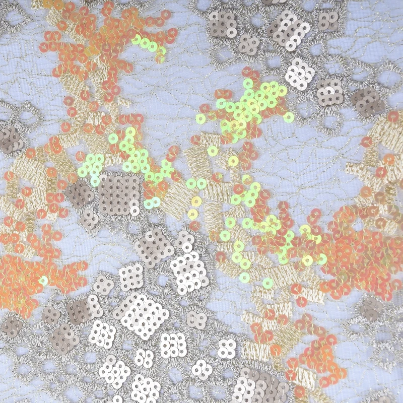 Серая африканская кружевная ткань высококачественное хлопковое кружево с блестками французский сетчатый Тюль кружевная ткань для платья блесток ткань 1592