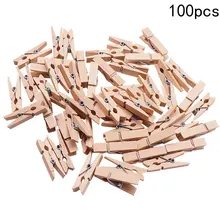 100pcs pack Mini Wooden Pegs Natural Wooden Clothes Pin Photo Paper Peg Clothespin Craft Clips 25