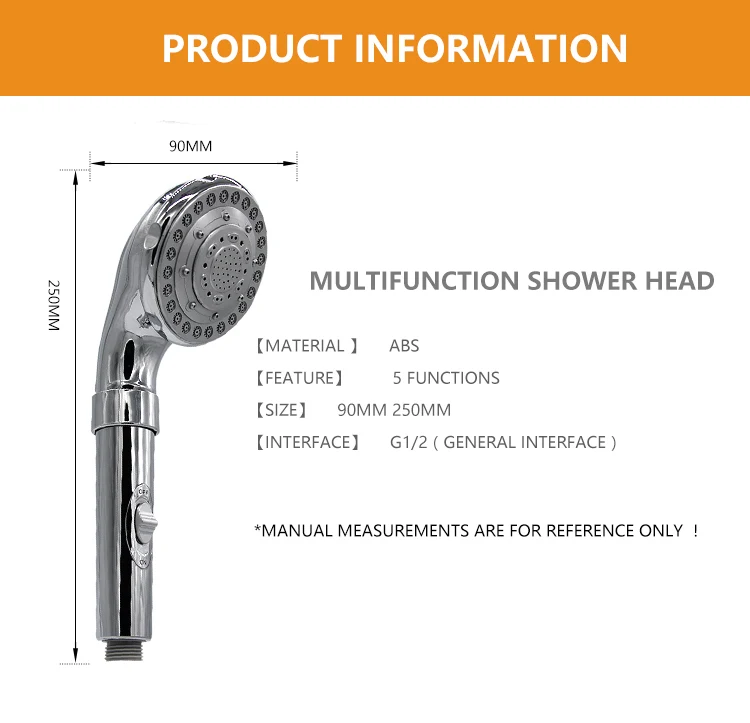 Zhangji 4 Функция Showerhead Ванная комната экономии воды Температура Ванна Душ спрей Ванная комната ручной пожаротушения Насадки для душа