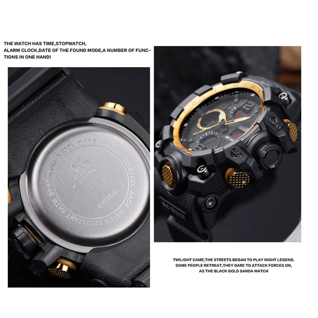 Fashion Men Waterproof Watch Luminous Boy Sport Quartz Wrist Watches Student Male Wrist Alarm Clock Timer
