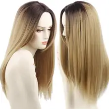 Kylie Jenner Hairstyles Long Blonde Ladies Wigs Synthetic Wigs for Black/White Women 26″ Long Straight Ombre Hair Wig Womans Wig