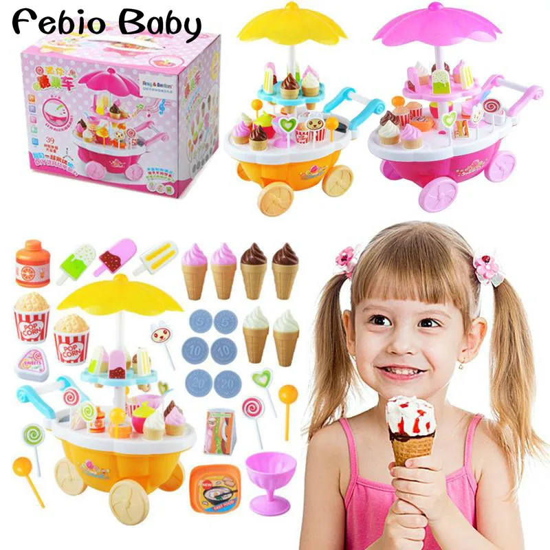 

2019 Brand New Kids Electrical Sweet Trolley Sound And Light Shop Ice Cream Candy Cart Children Role Play Toys Gift
