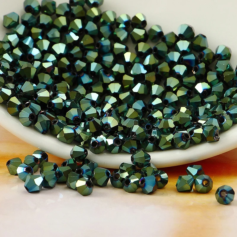 30 Silver Brass Bicone Beads; Size 6mm