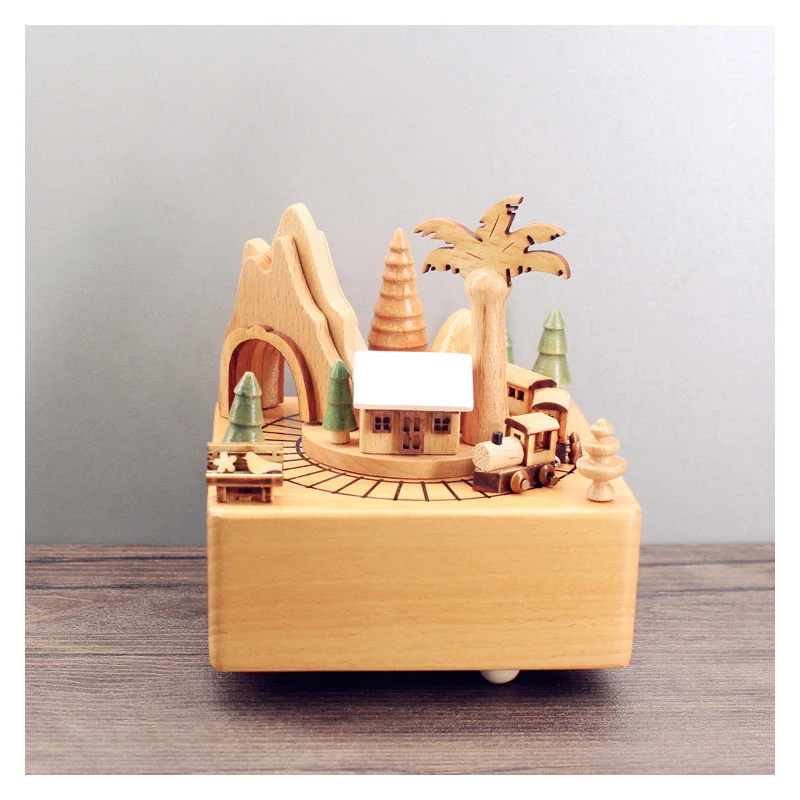 Деревянная музыкальная шкатулка ремесла подарок маленький поезд Подарочная Музыкальная шкатулка на день рождения День Святого Валентина и Рождество