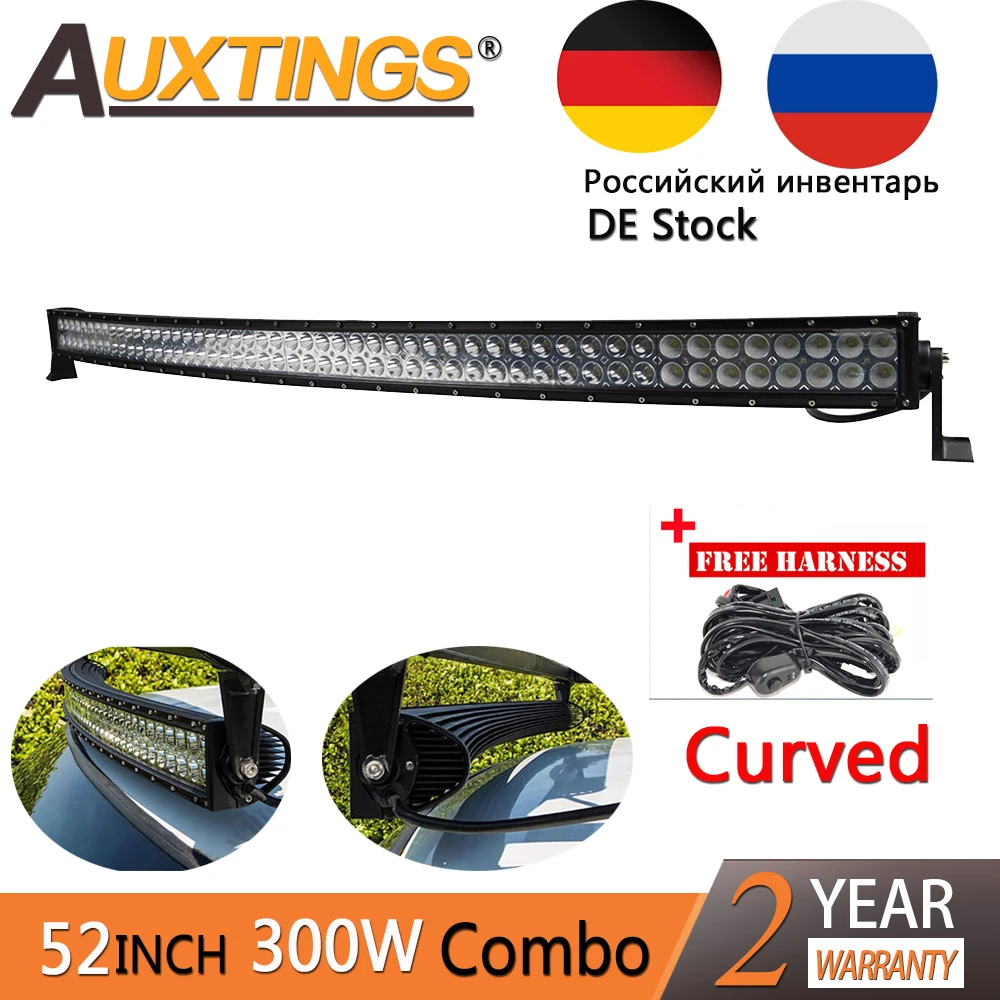 Auxtings 300w Led Light Bar Curved 52inch 4x4 Ce Rohs Barra Led Ip67