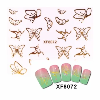 WUF 1 Sheet 3D Nail Stickers Beauty Hot Gold Butterfly Design Nail Art Charms Nails Bronzing Decals Decorations Tools 6072