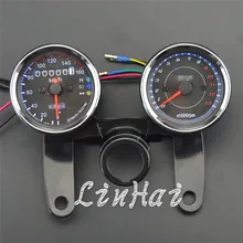 Универсальный мотоциклетный одометр с черной поверхностью, светодиодный индикатор поворота+ Тахометр, спидометр, спидометр, тахометр