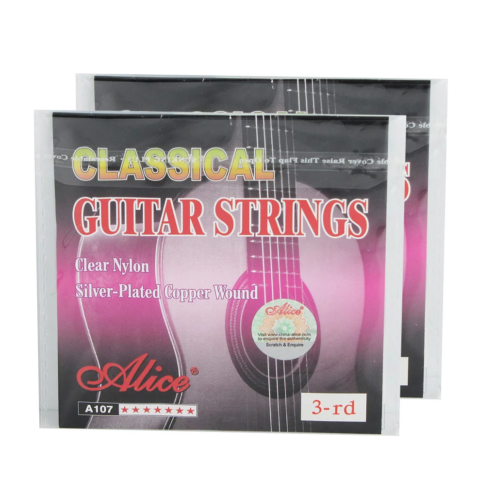Alice 2pcs Classic Guitar Nylon Strings Clear Nylon G 3rd String Normal
