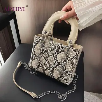 

Snake Print Shoulder Handbags Women Leather Crossbody Bag Female Animal Print Serpentine Small Chain Crossbody Top-handle Bags