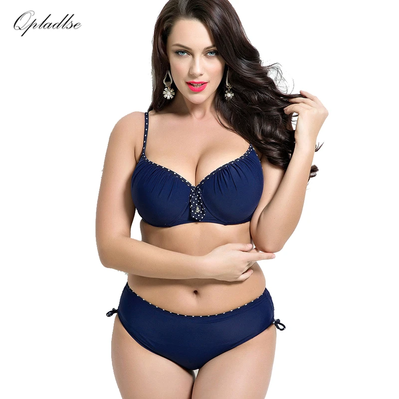 

2018 Plus Size Swimwear Women Bikinis Sexy Print Indoor Swimsuit Push Up Black Blue Biquini Beach May Bathing Suit Bather Swim