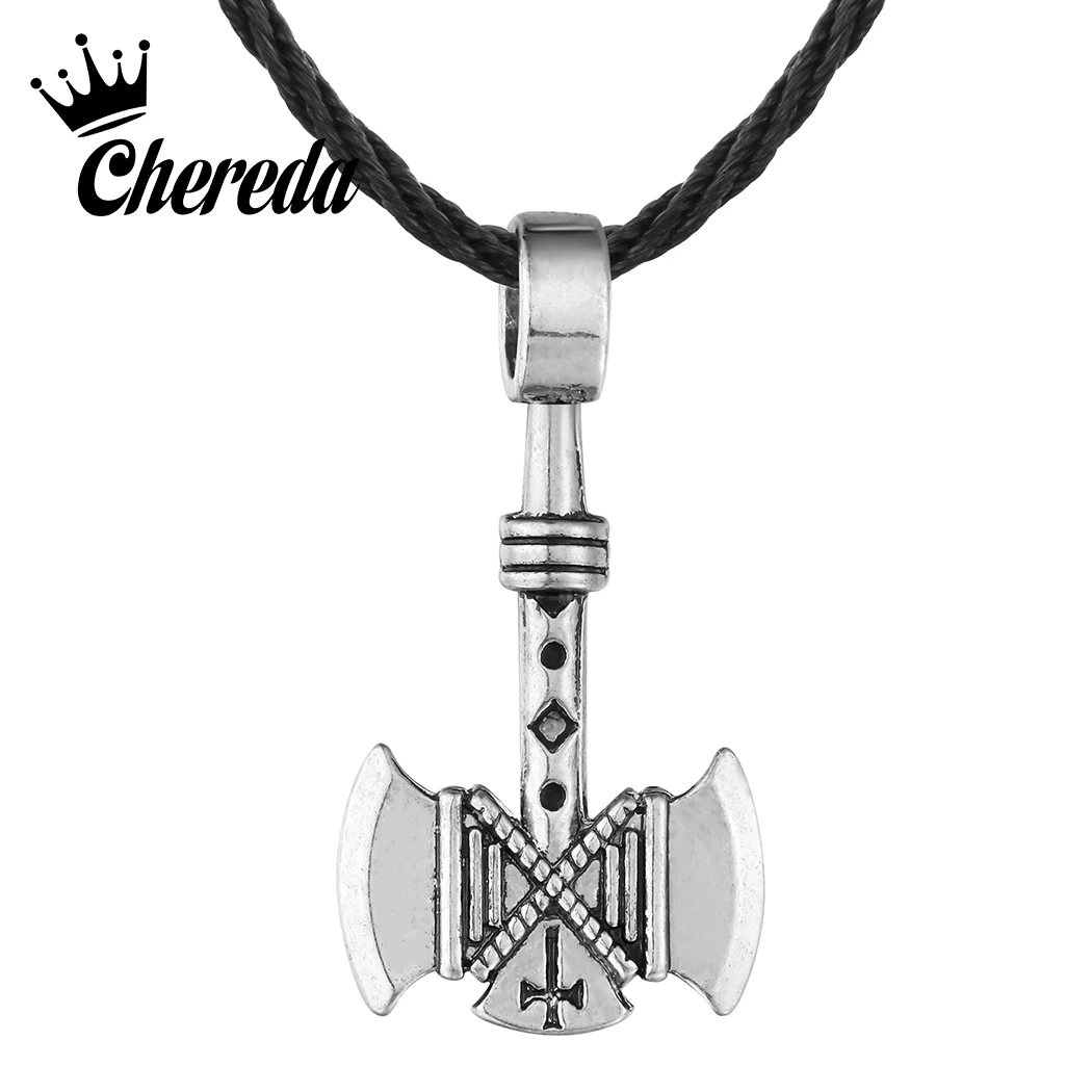 

Chereda Valknut Viking Axe Necklace Gothic Retro Pagan Pendant Vikings Ethnic Handmade Necklaces Women Men Trendy Jewelry