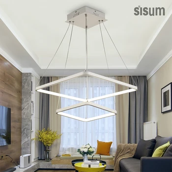 

Post-modern Tetragonum Acrylic LED Chandelier Lighting on wire Hanging lamparas deco Office, Dining , Living Room Kitchen lamp