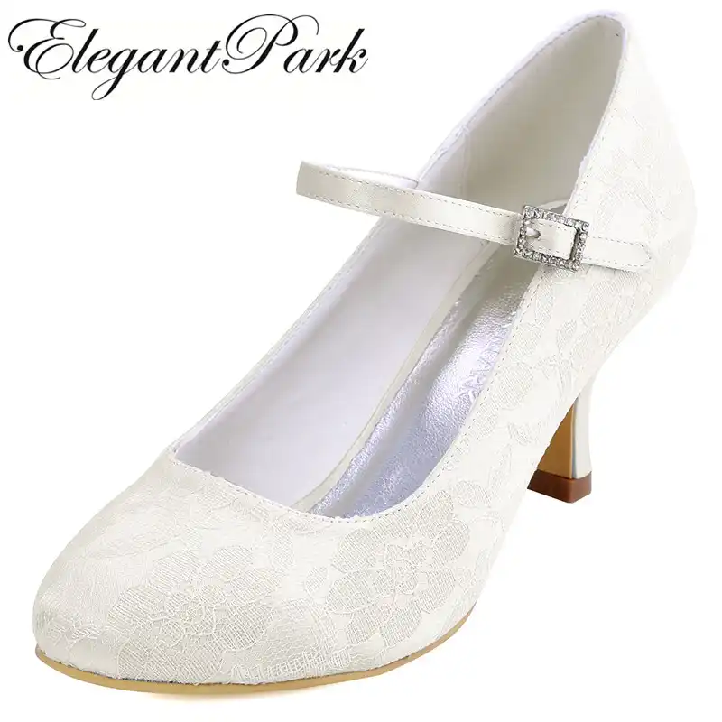 Ivory White Women Wedding Shoes Closed Toe Mary Jane Shoes Comfort