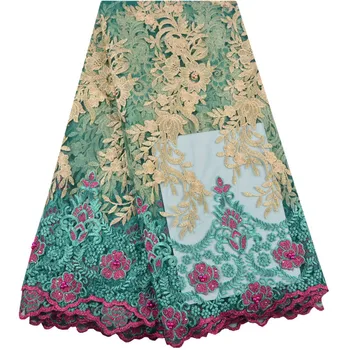 

Latest Nigerian African Lace Fabric Wholesale 2018 High Quality French Lace Fabric With Beads For Bridal Wedding Dress S1364
