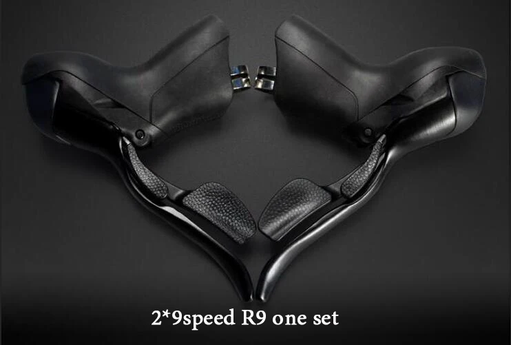 2x9speedR9black FMF тормоза дорожного велосипеда алюминиевые рычаги сплав и смола передний задний тормоз крепление на велосипедный руль шестерни тормозные рычаги переключатель наборы руля - Цвет: 2x9speedR9black