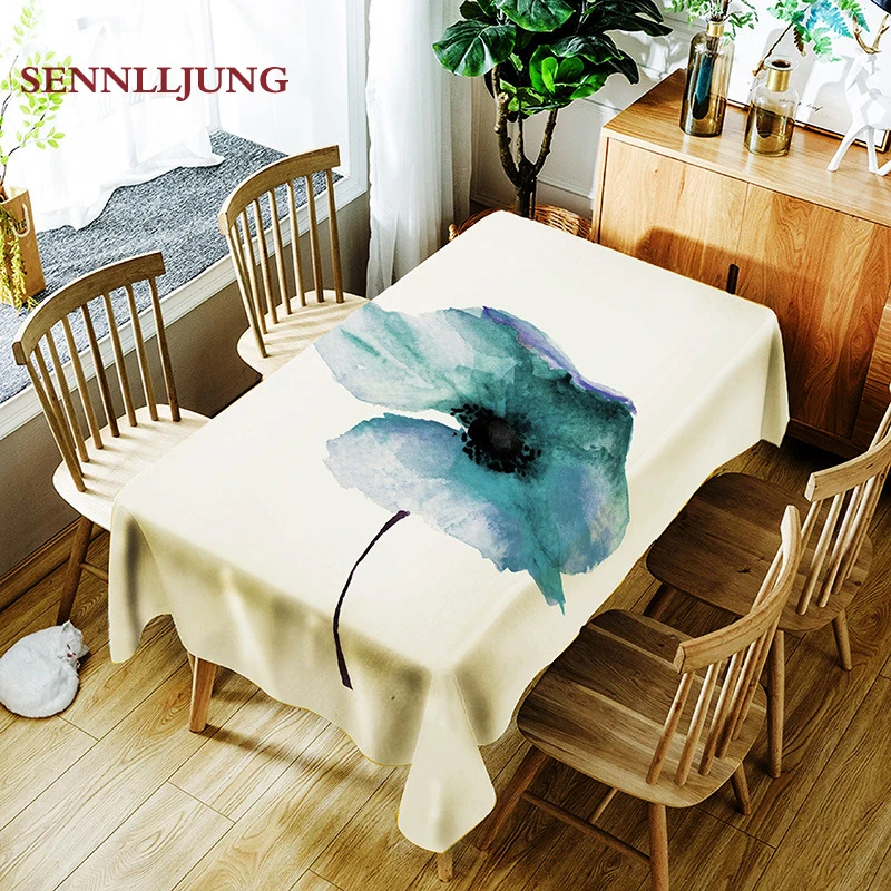 

Plant tablecloth white table cloth Polyester / cotton Waterproof and oil proof rectangle Home Europe Party Decorative
