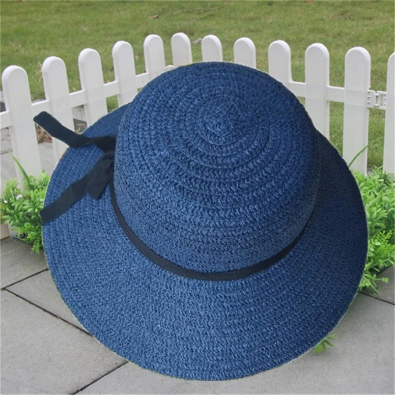 Fashion Floppy Foldable Ladies 2018 New Brand Women New Vintage Straw Beach Sun Summer Hat Beige Wide Brim Casual Hats F#L25 (11)