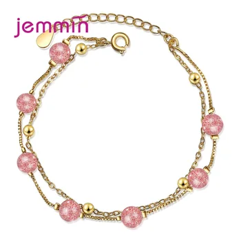 

New Arrival 925 Sterling Silver Gold Colour Charm Bracelets Latest Trendy Style Best Gift For Women Girls Party Appointment
