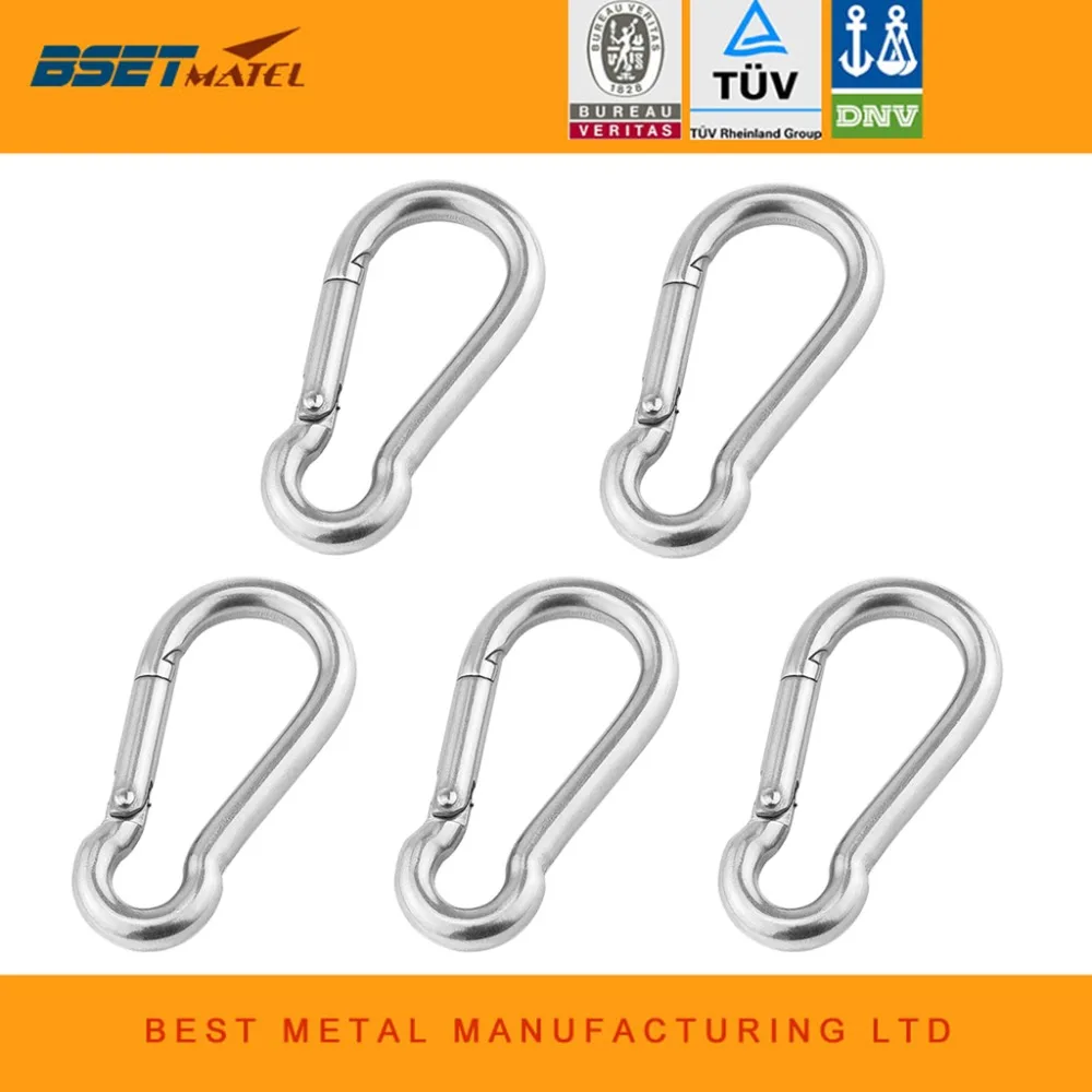 

5PCS 5mm 6mm 8mm Multifunctional 304 Stainless Steel Spring Snap Carabiner Quick Link Ring Hook snap shackle Chain Fastener Hook