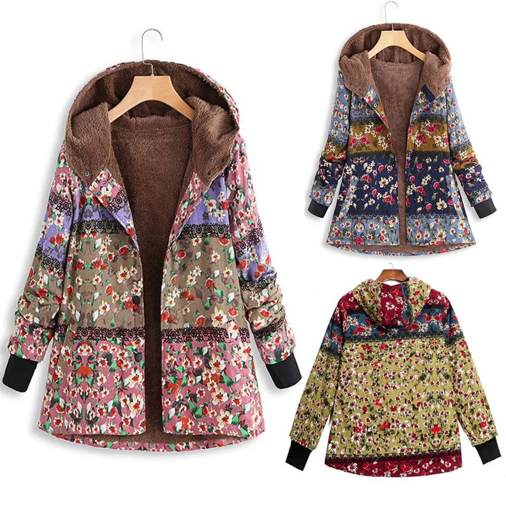 Женские пальто, ВИНТАЖНЫЕ пальто больших размеров, зимняя теплая верхняя одежда с капюшоном и карманами, roupas femininas tumblr# F3