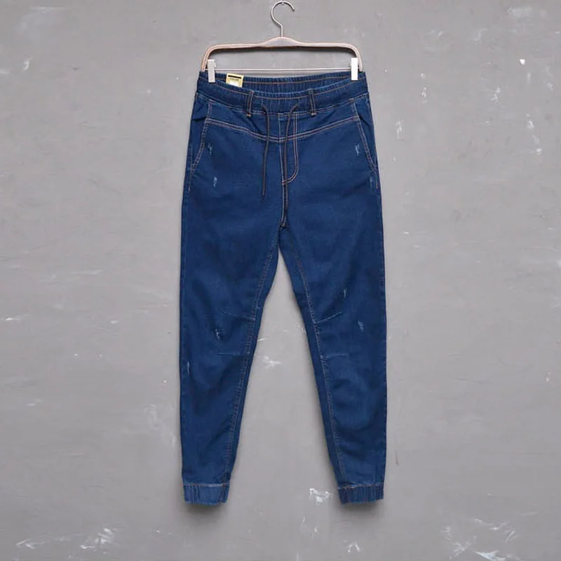 Обтягивающие Мужские джинсы Slim Fit джинсовые брюки мужские карандаш в полоску с эластичной резинкой на улице в стиле хип-хоп рваные колени рваные джинсы Для мужчин одежда O8R2