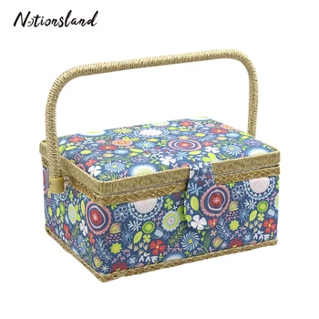 

Sewing Storage Basket with Sewing Kit DIY Wood&Fabric Crafts Quilting Thread Stitching Sewing Tools Storage Box Gift for Mother